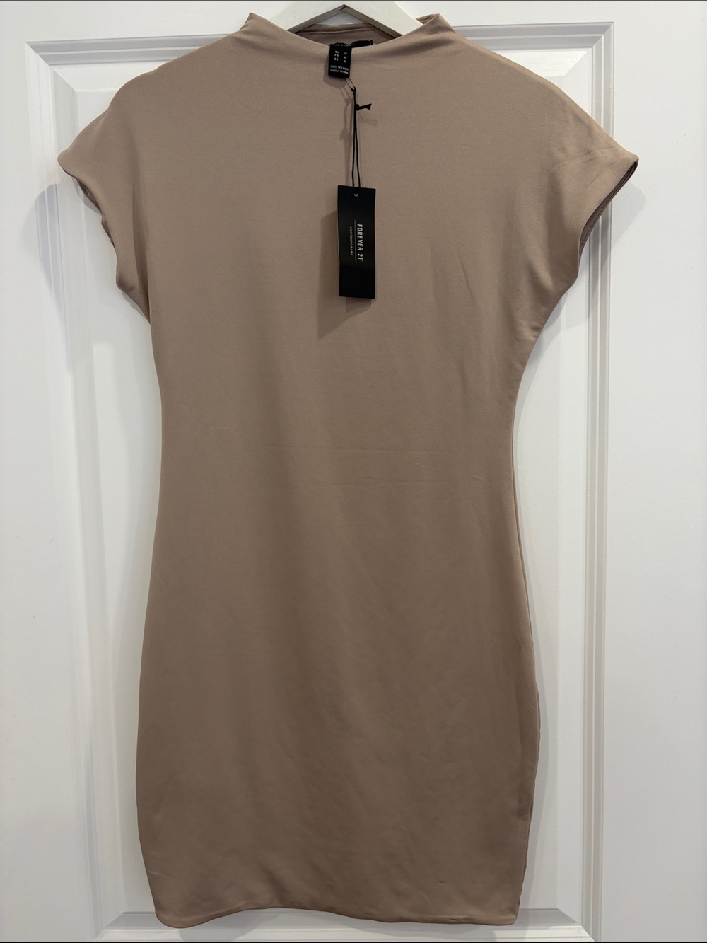 Forever 21 Neutral Taupe Cap-Sleeve Tunic Dress